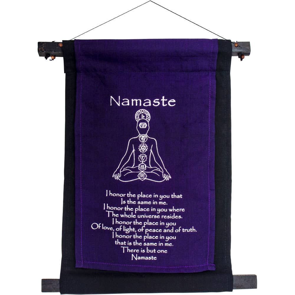 Small Cotton Banner - Namaste - Purple