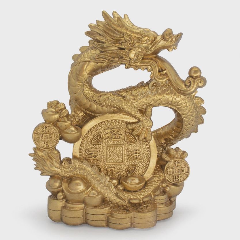 Dragon with Gold Coins Statue