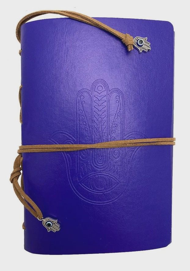 Hamsa Evil Eye Leatherette Journal – Blue