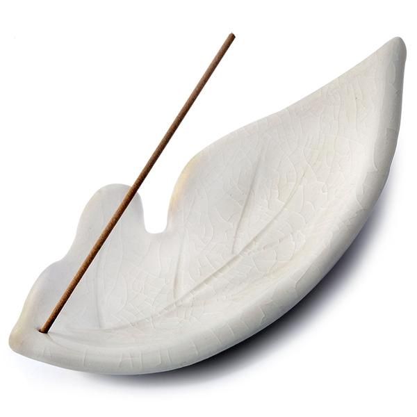 Ivory Ceramic Incense Leaf