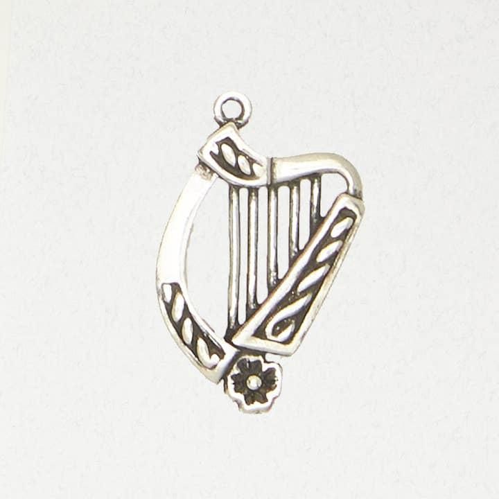 Celtic Pewter Pendant Necklace - Irish Harp - EIR-238