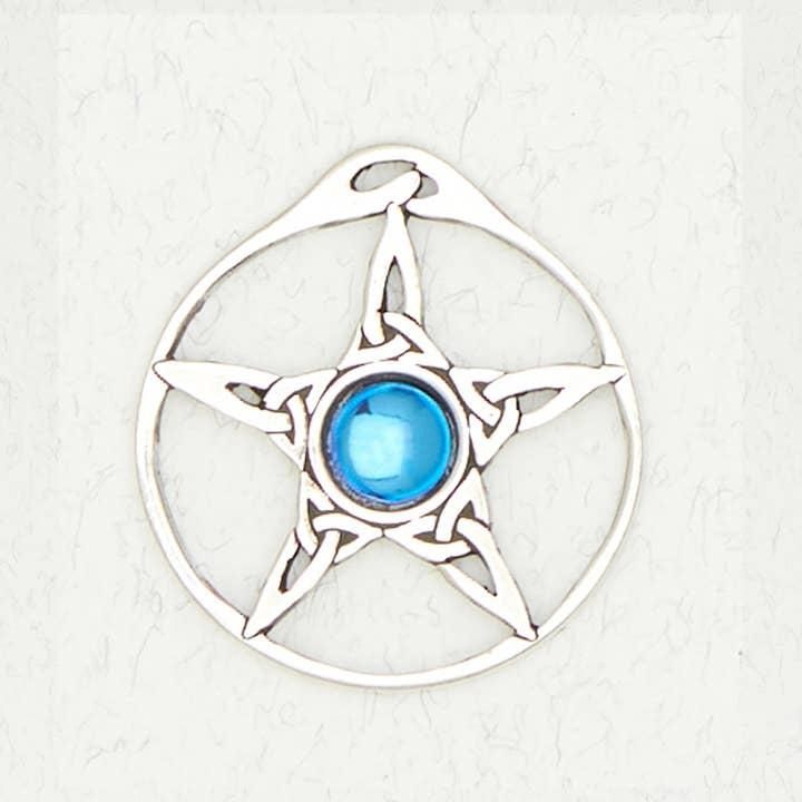 Wicca Pewter Pendant Necklace - Pentacle with Trinity Knots - WIC-110