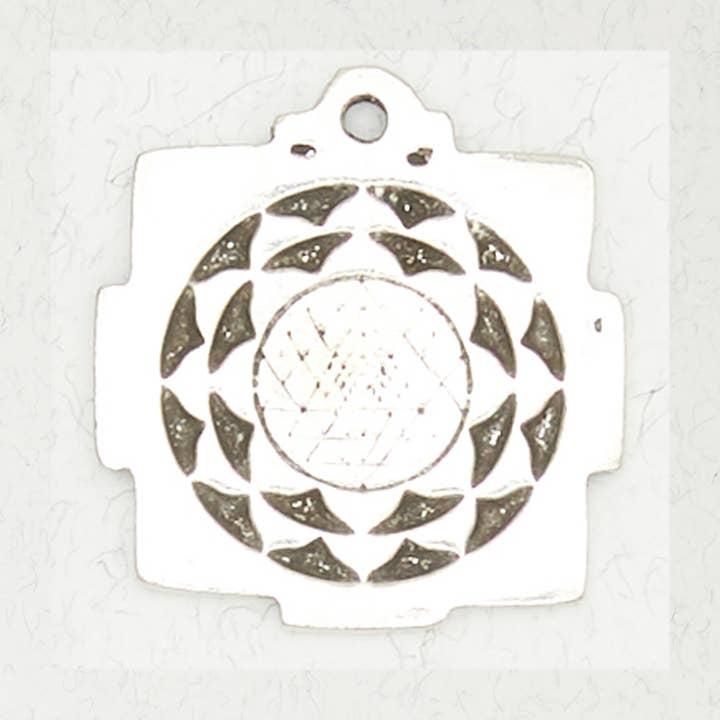Talisman Amulet Pewter Pendant Necklace - Sri Yantra - PTL-507