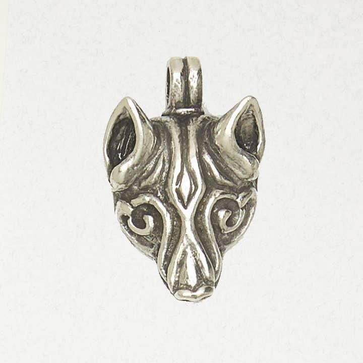 Norse Pewter Pendant Necklace â€“ Viking Wolf's Head - ODN-166