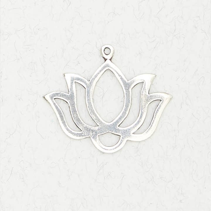 Hindu Pewter Pendant Necklace - Lotus - VEDA-144