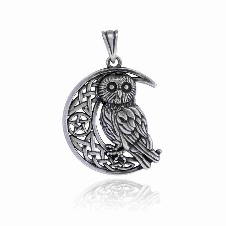 Wicca Pewter Pendant - The Pentacle of the Owl - PDP-3181