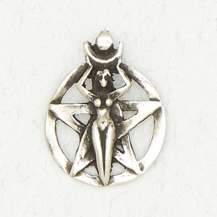 Wicca Pewter Pendant Necklace - Pentacle of the Goddess - WIC-164