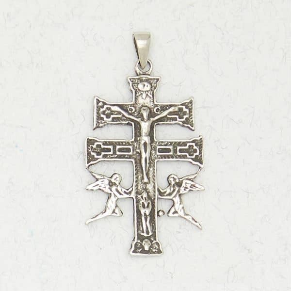 Ancient Cross Pewter Pendant Necklace - Russian Cross - LOG-103