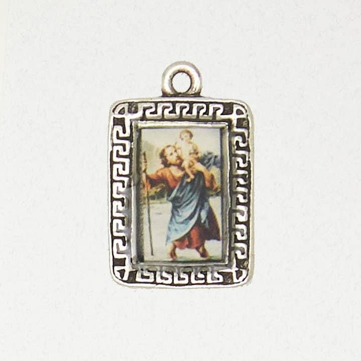 Religious Pewter Pendant Necklace - St. Christopher - PST-103