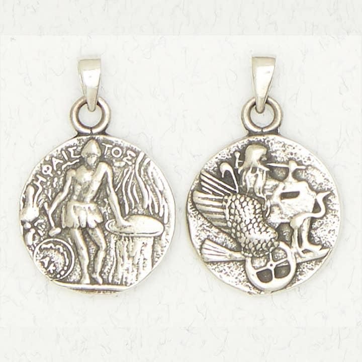 Greek God Pewter Pendant Necklace - Hephaestus - OLM-110