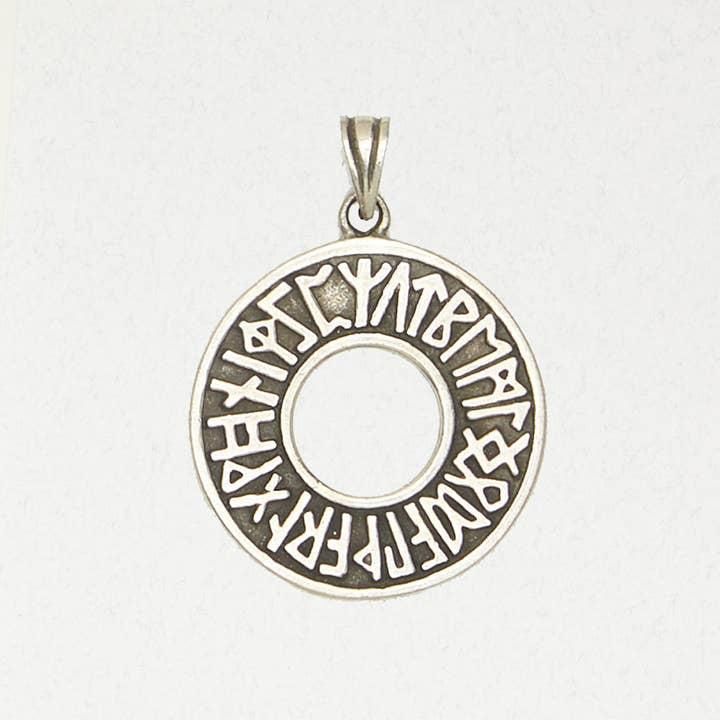 Norse Pewter Pendant Necklace - Runic Circle - ODN-159