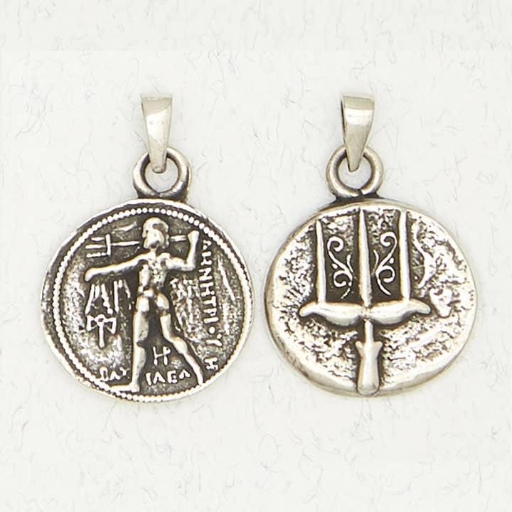 Greek God Pewter Pendant Necklace - Poseidon - OLM-112