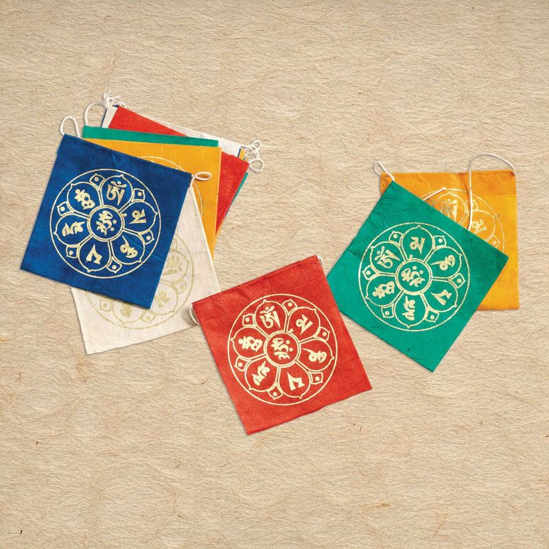 Paper Prayer Flag - 8' Om Lotus