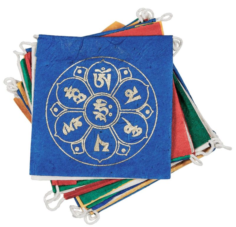 Paper Prayer Flag - 8' Om Lotus