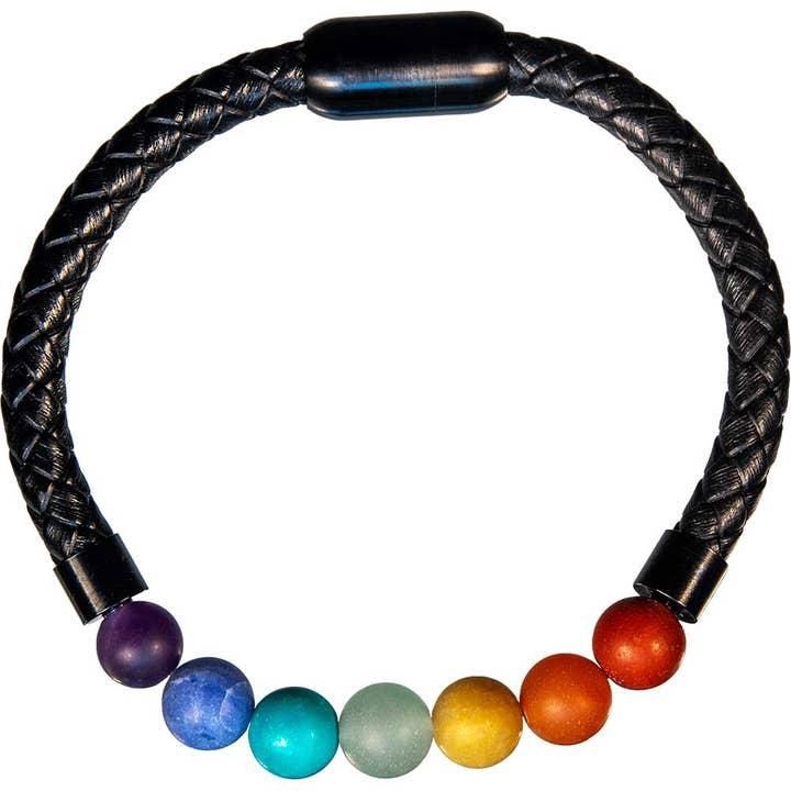 Vegan Leather Braided Bracelet w/ Magnetic Clasp - Chakra