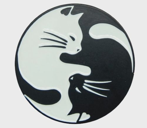 Yin Yang Enamel Cat Pin