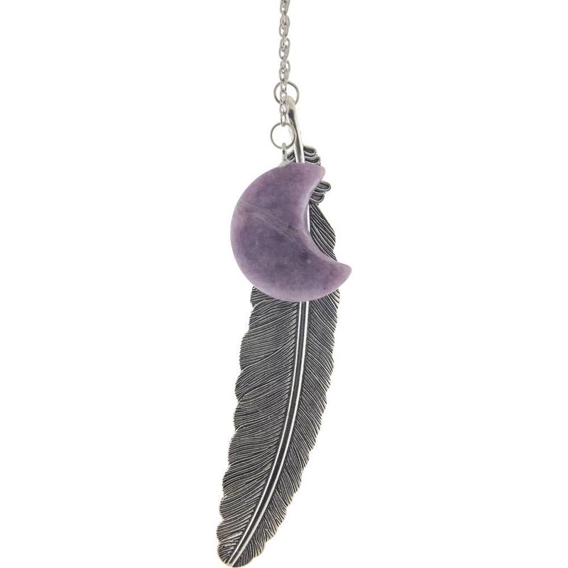 Metal Feather Bookmark w/ Amethyst - Moon (Each)