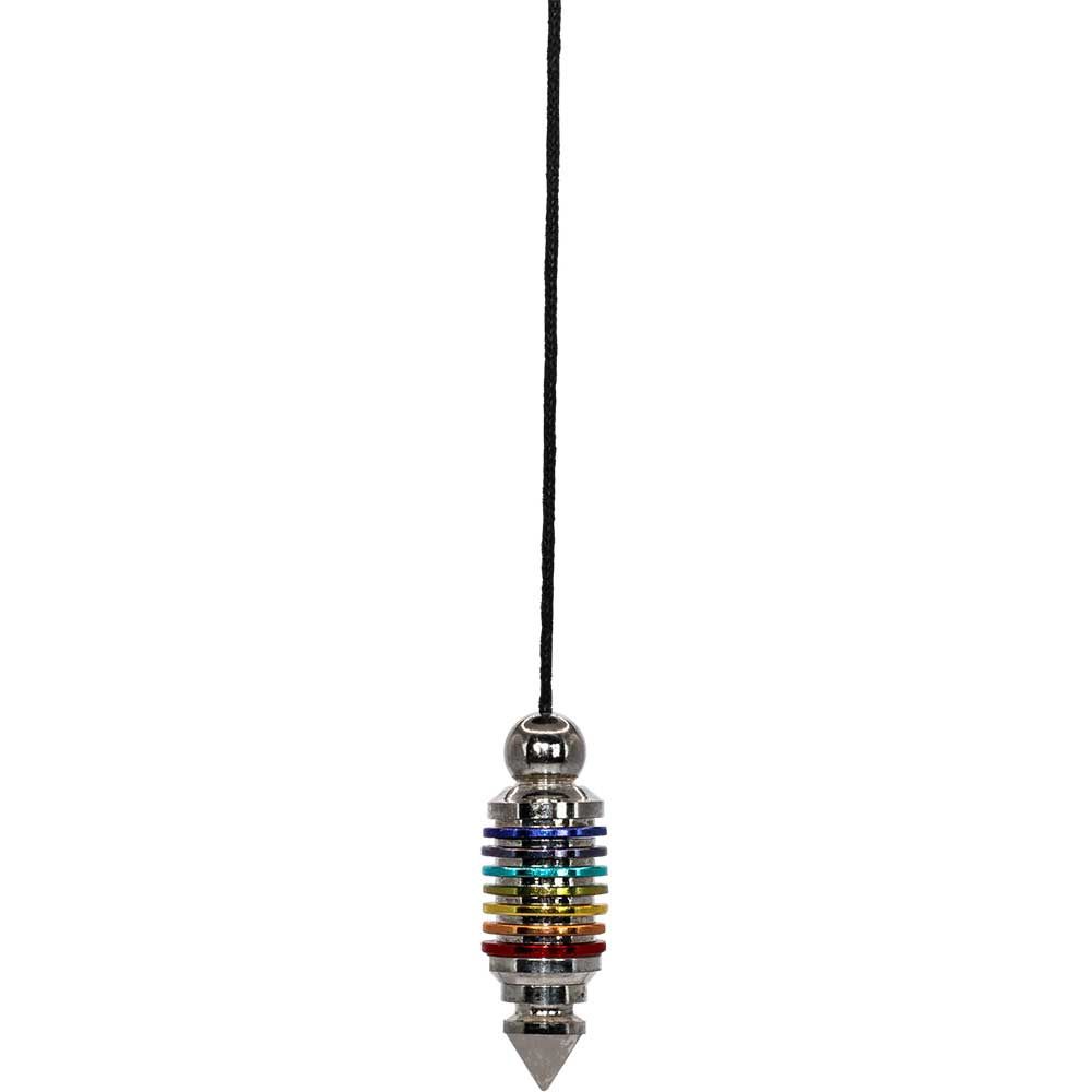 Metal Pendulum Layered Rings - 7 Chakra Silver (Each): 7 Chakra