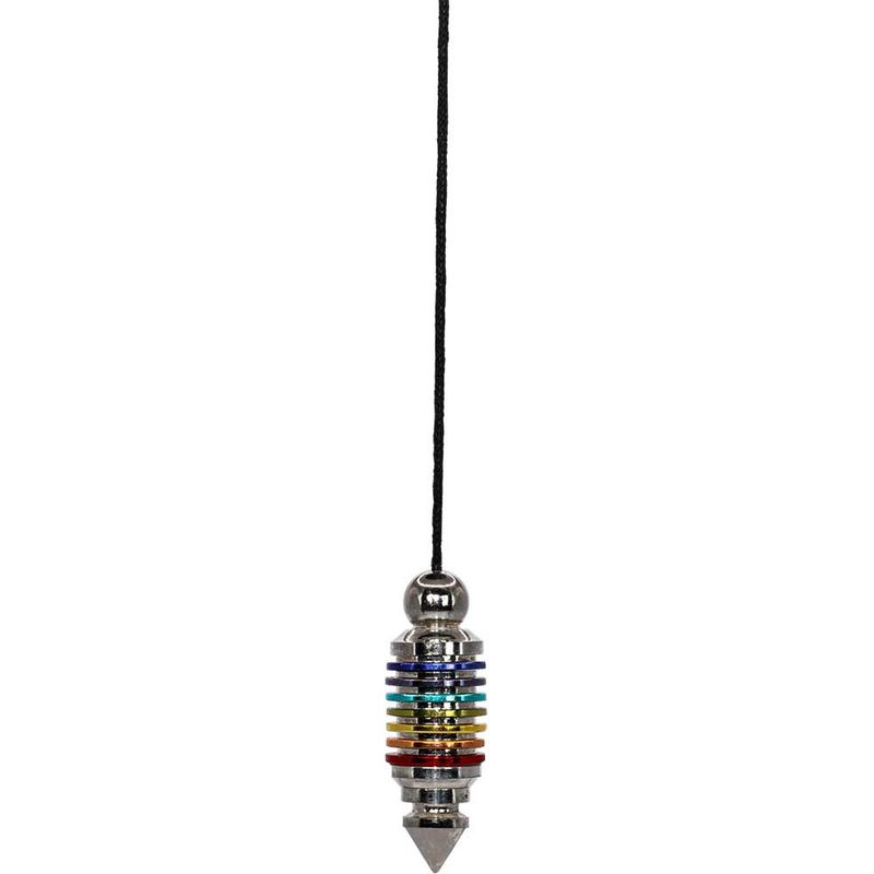 Metal Pendulum Layered Rings - 7 Chakra Silver (Each): 7 Chakra