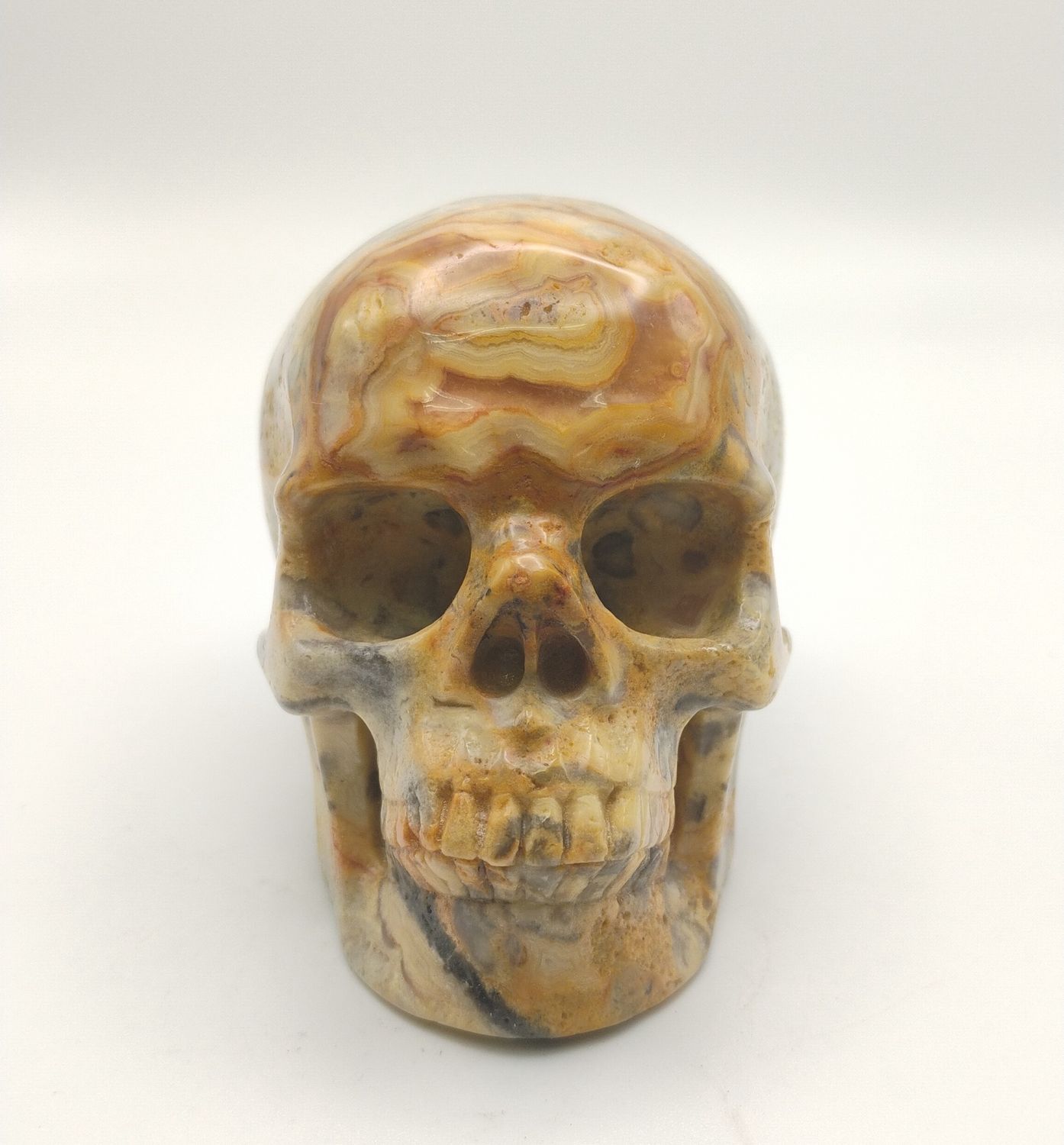 Crazy Lace Agate Skull - 2" tall