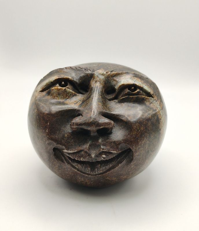 Zimbabwean Face - Carved Stone - Contented Smile