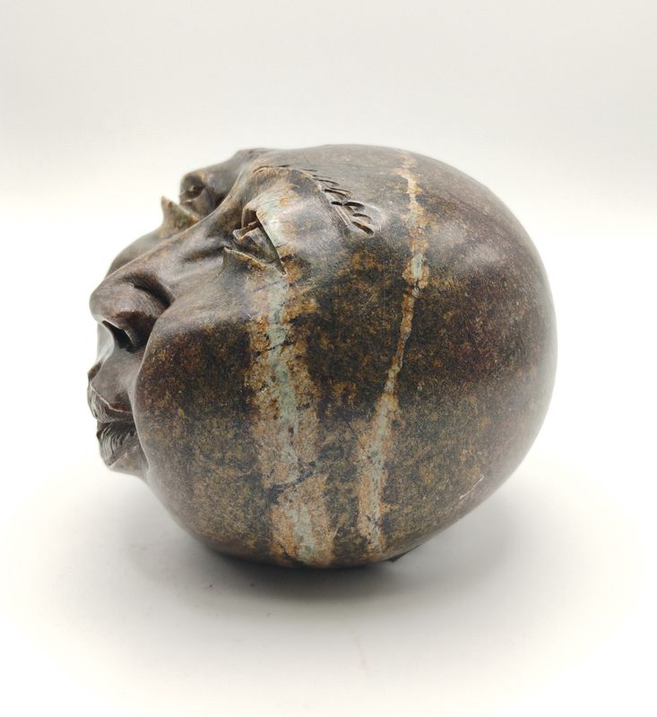 Zimbabwean Face - Carved Stone - Contented Smile