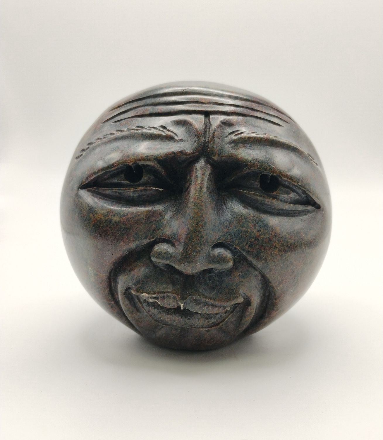 Zimbabwean Face - Carved Stone - Concerned Expression