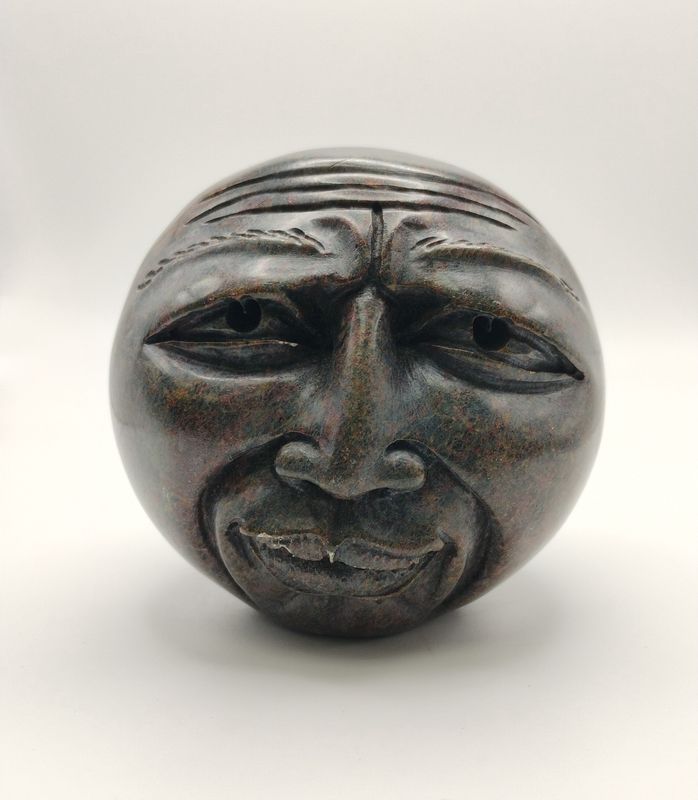Zimbabwean Face - Carved Stone - Concerned Expression