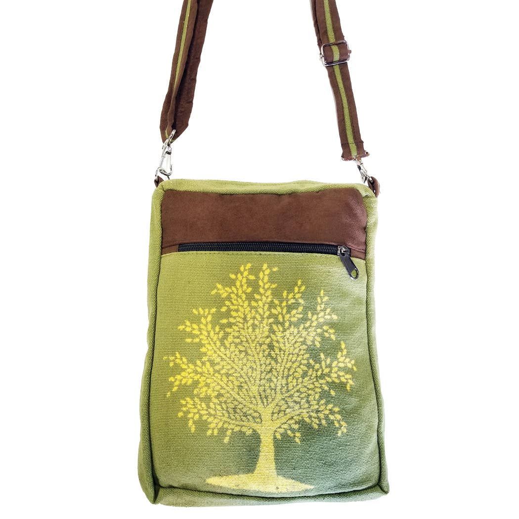 Tree of Life Messenger Bag: Green