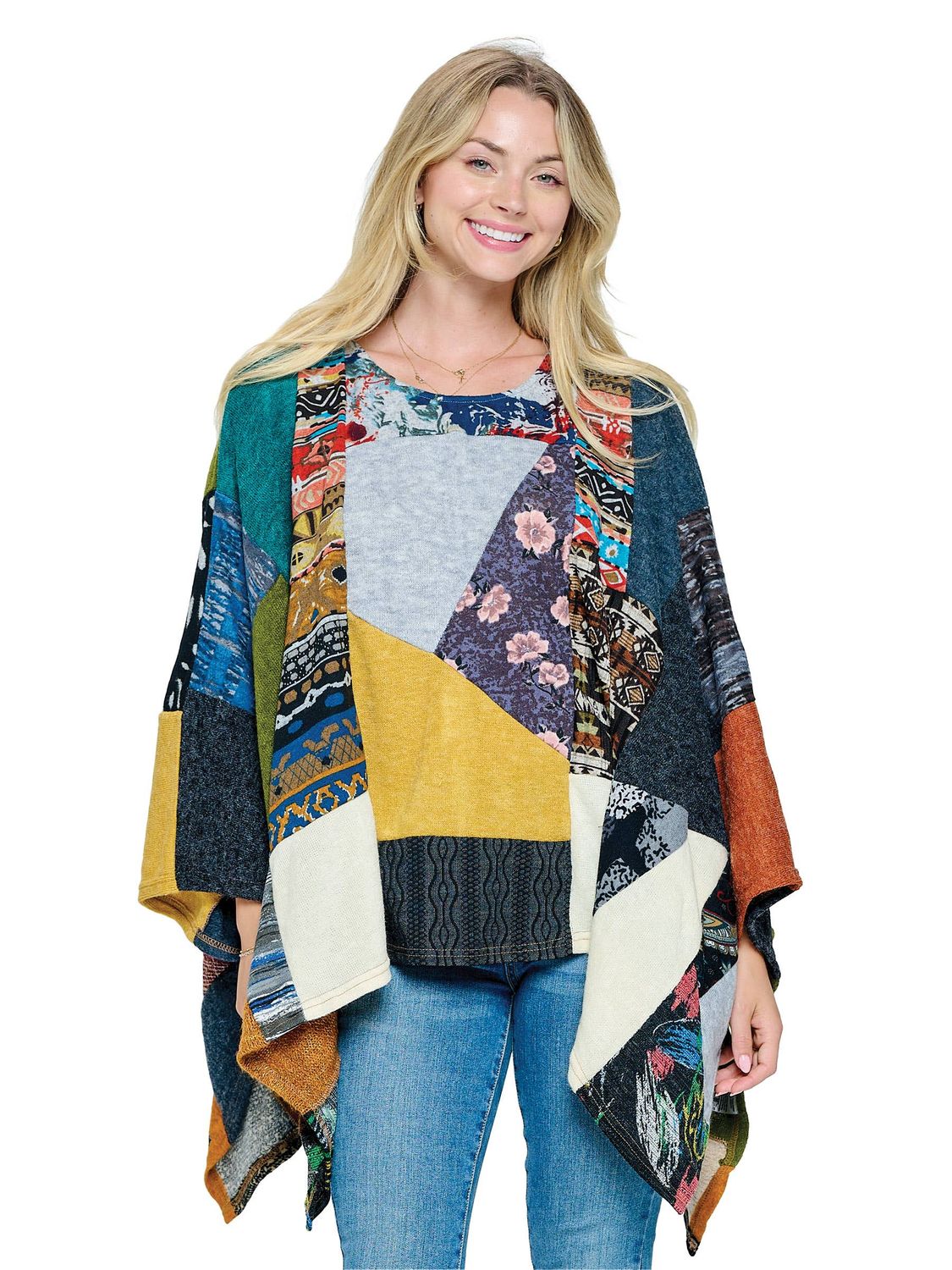 Poncho Multicolor Patchwork: Multi / O/S