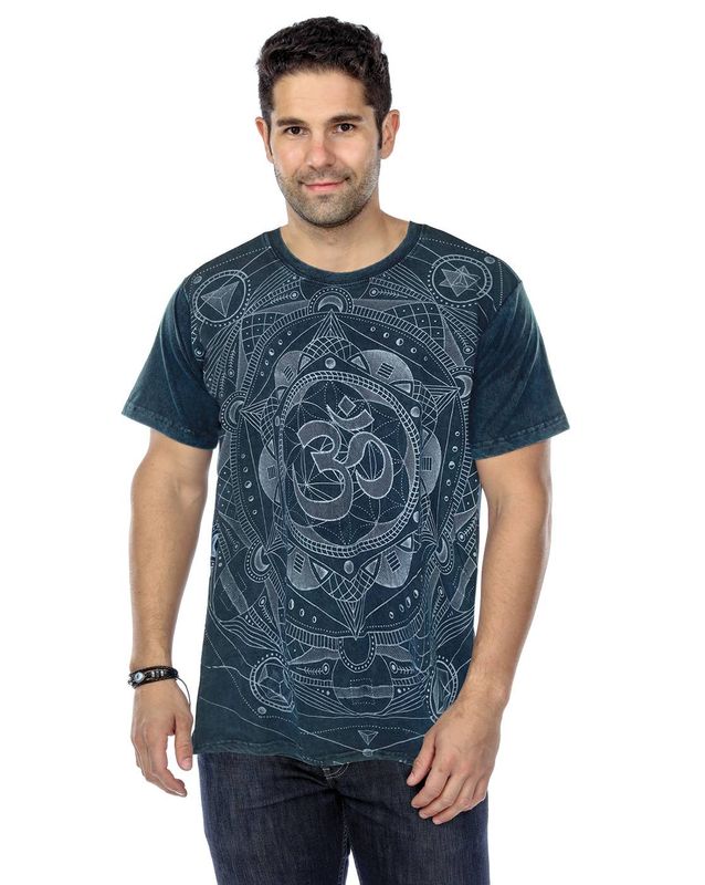Om Mantra T-Shirt Mandala Print: Brown / M
