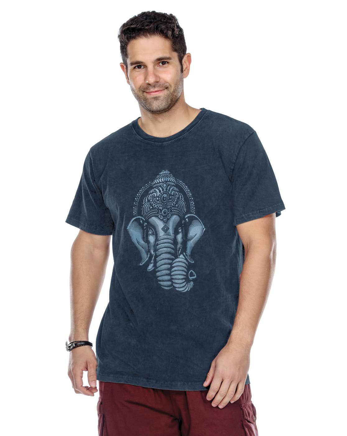 Men's T-Shirt Ganesh Print: BLUE / M