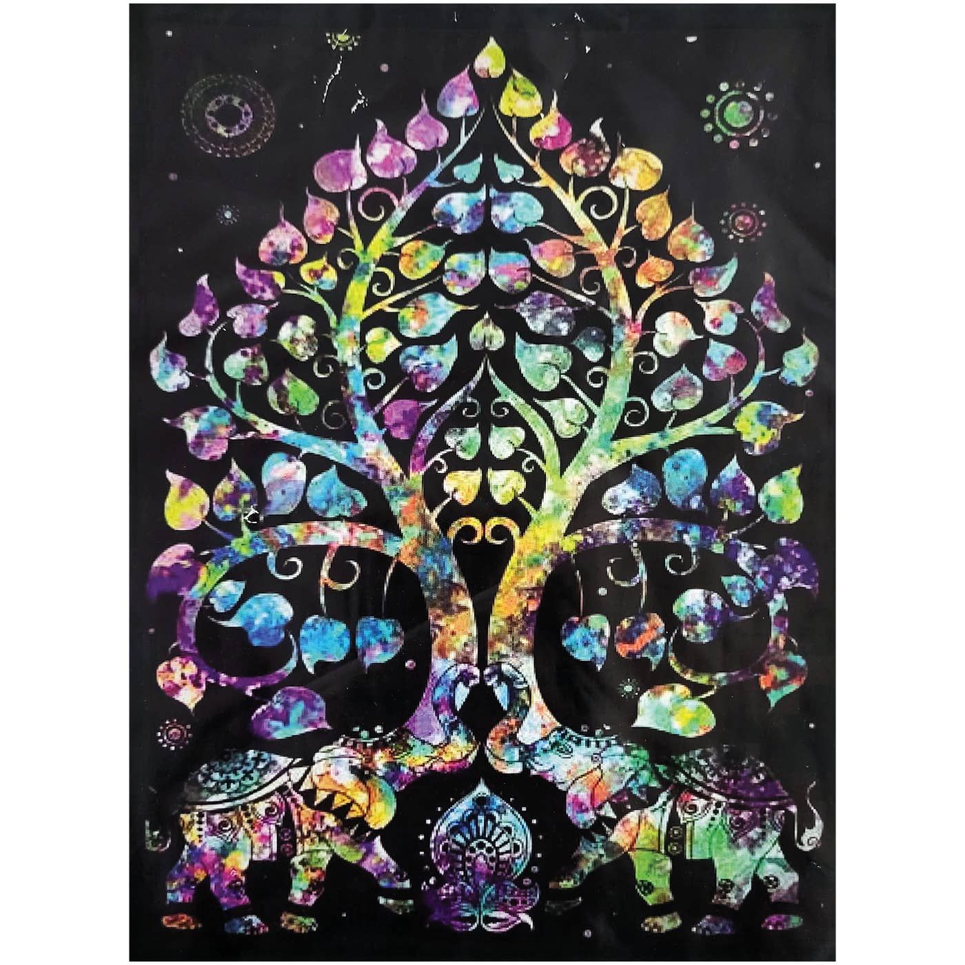 Tree Of Life Happy Elephants Tapestry: Multi / 4.5 x 6.6 ft