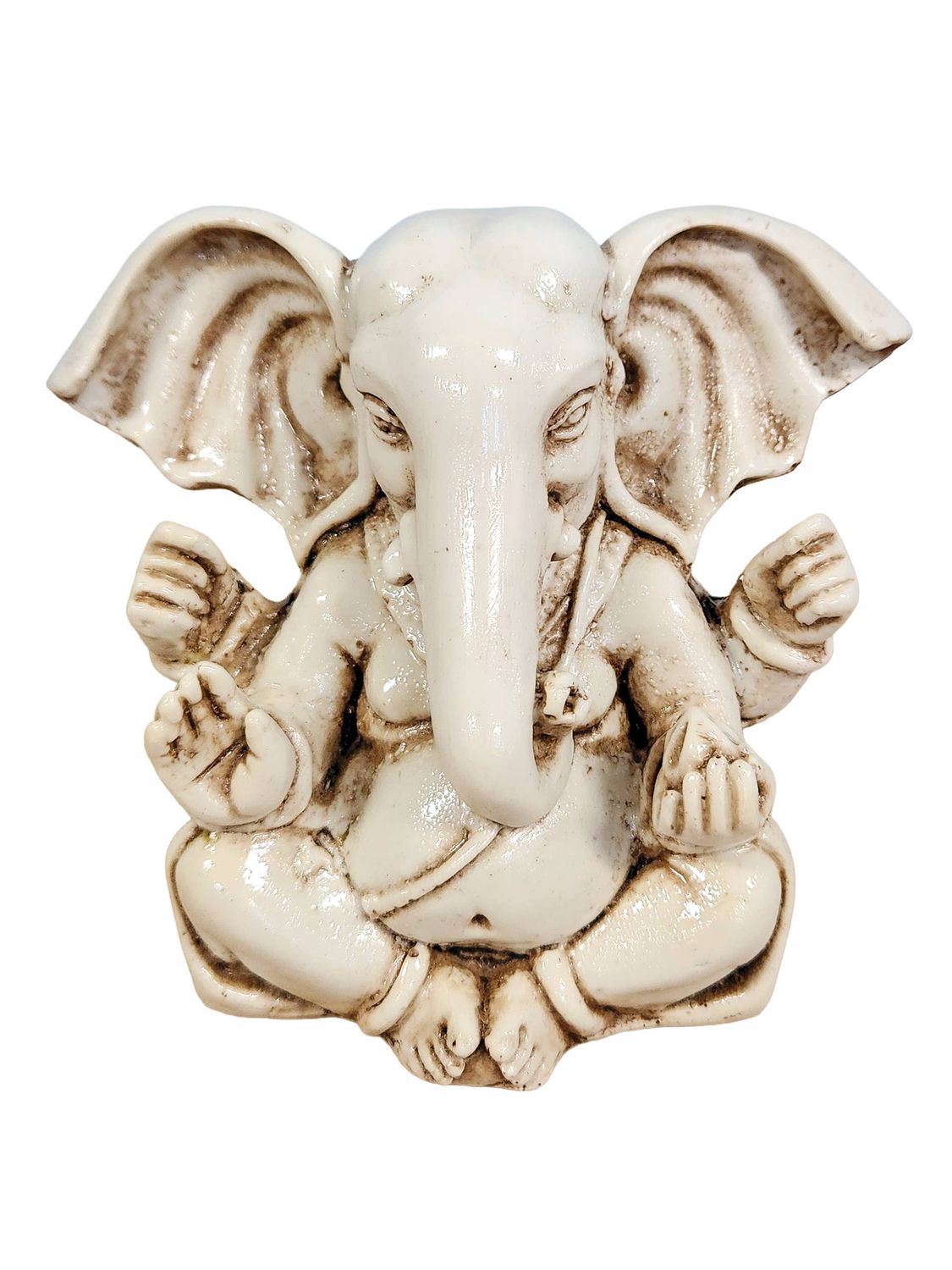 White Blessing Ganesh Statue: Resin / 4.5"X5"