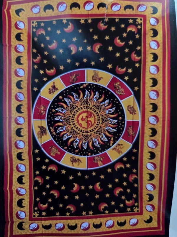 Zodiac Sun Moon Tapestry: Purple / 100% Cotton / 4.5x6.5ft