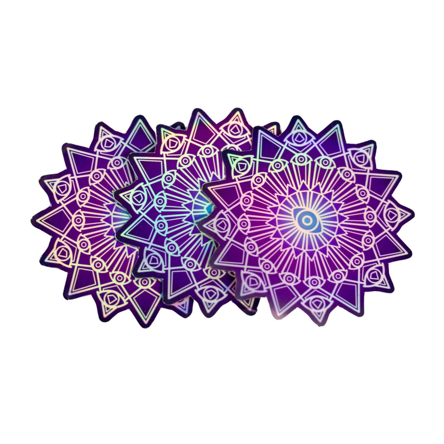 Crystal Grid Holographic Sticker - Evil Eye