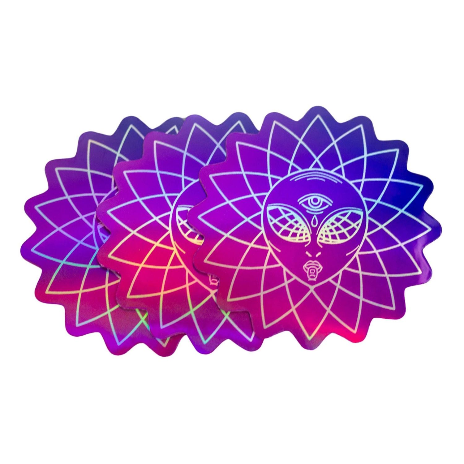 Crystal Grid Holographic Sticker - Trippy Alien