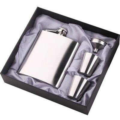FLASK WITH FUNNEL WITH 2 Shot Glasses & Funnel