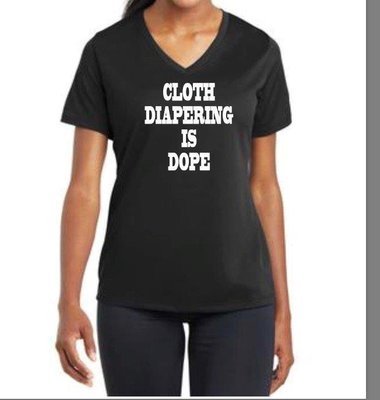 Cloth Diapering is Dope (Women's V Neck Black)