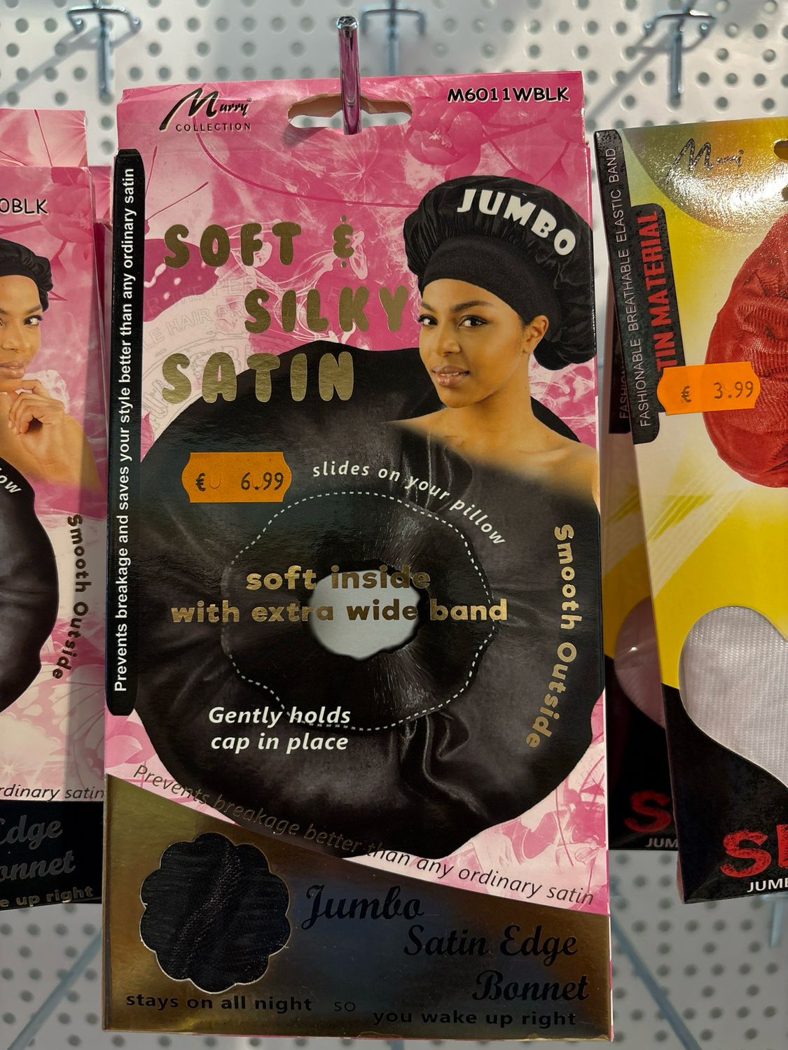 Murry Collection Soft N Satin Bonnet With Extra Wide Band Jumbo M6011WBLK