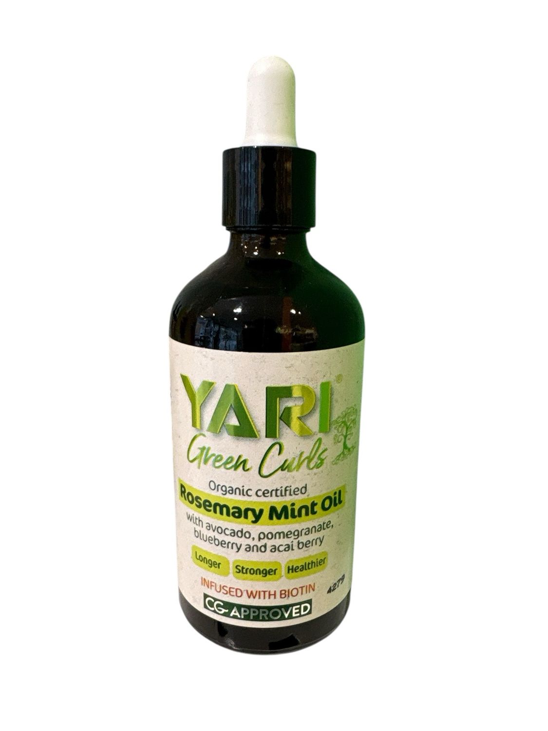 Yari Green Curls Organic Certified Rosemary Mint Oil With Advocado, Pomegranate,  Blueberry, and Acai Betty