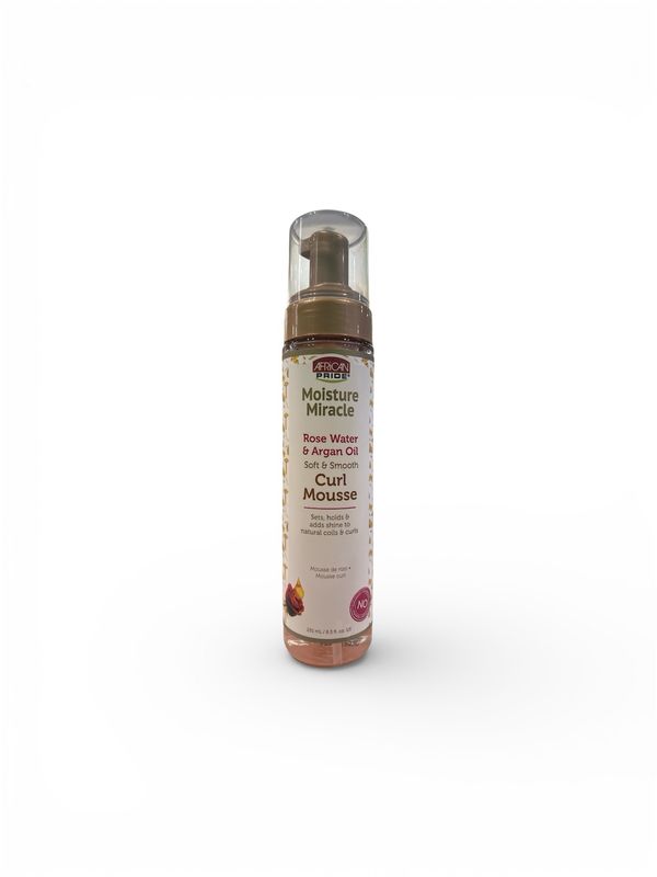 African Pride Moisture Rosé Water &amp; Argan Oil Curl Mousse - 251 ml