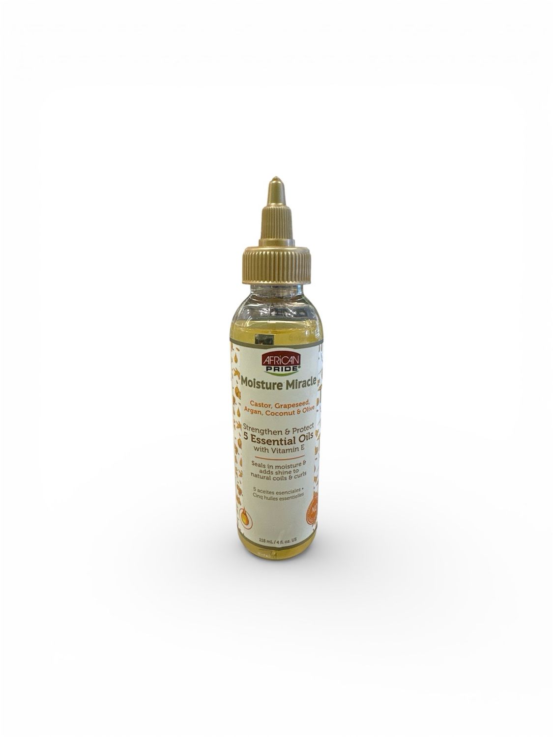 AFRICAN PRIDE MOISTURE MIRACLE CASTOR,GRAPESEED,ARGAN,COCONUT&amp; OLIVE 5 ESSENTIAL OILS