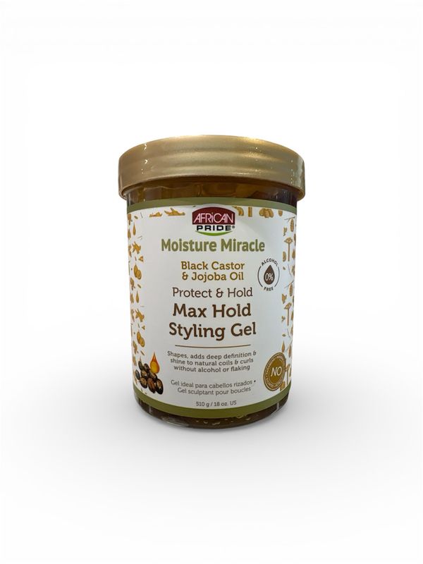 African Pride Moisture Miracle Black Castor &amp; Jojoba Oil Protect &amp; Hold Max Styling Gel - 510 g
