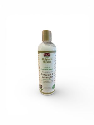 AFRICAN PRIDE MOISTURE MIRACLE ALOE &amp; COCONUT WATER CURL MILK &amp; DETANGLER