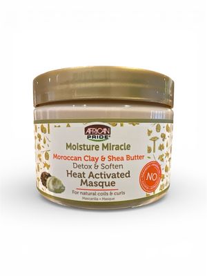 AFRICAN PRIDE MOISTURE MIRACLE MORROCAN CLAY &amp; SHEA BUTTER HEAT ACTIVATED MASQUE
