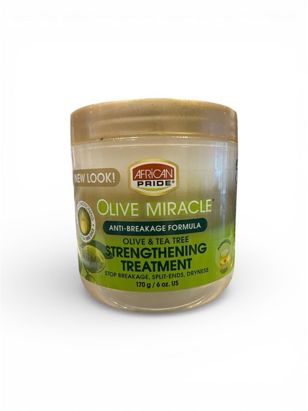 African Pride Olive Miracle Anti - Breakage Formula Olive &amp; Tea Tree Strengthening Treatment - 170 g