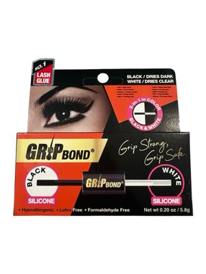 Ebin Grip Bond Lash Glue Black Dries Dark/ White Dries Clear White Silicone