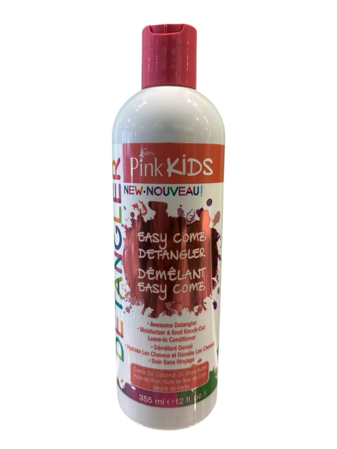 PINK KIDS CASTOS OIL, COCONUT OIL, SHEA BUTTER, DETANGLER