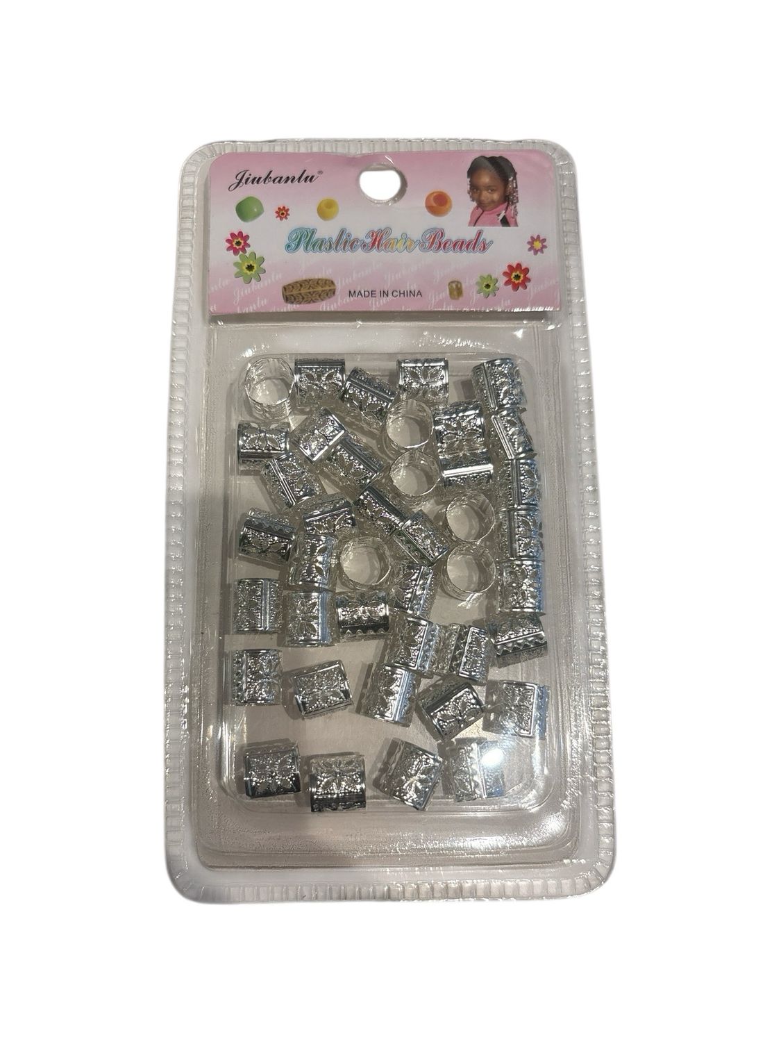 PLASTIC HAIR BEADS ZILVER RINGEN